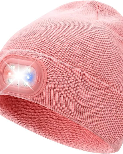 AOPREL Beanie with The Light, Unisex USB Rechargeable Headlamp Winter Knitted Cap for Men Dad Husband