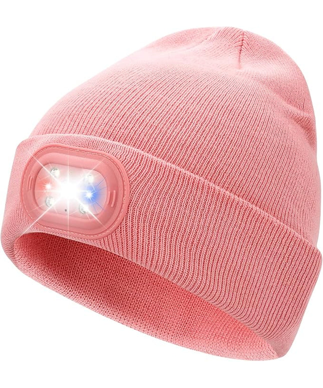 AOPREL Beanie with The Light, Unisex USB Rechargeable Headlamp Winter Knitted Cap for Men Dad Husband