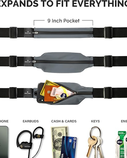 Back Bay Slim Running Belt for Women & Men [Fits ALL Phones], Runners Fanny Pack for Men, Money Belt, Running Gear Gift, Waist Bag Workout Gear, iPhone Runner's Phone Holder Waist Pack