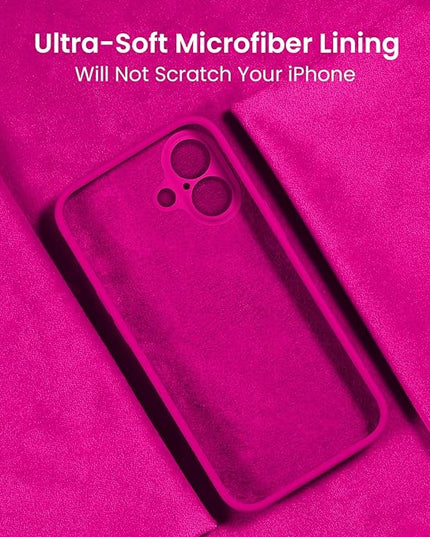 FireNova Designed for iPhone 16 Case, Silicone Upgraded [Camera Protection] Phone Case with [2 Screen Protectors], Soft Anti-Scratch Microfiber Lining Inside, 6.1 inch, Hot Pink