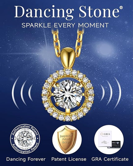 MomentWish Floating Necklace for Women, 0.5/1 Carat Dancing Moissanite Necklace for Her 925 Sterling Silver Pendant Anniversary Birthday Christmas Gift for Wife Mom Girlfriend