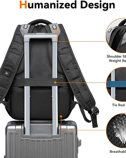 CROSSGEAR Travel Laptop Backpack Commuter Backpack Classic Backpack Water Resistant with USB Charging Hole Computer Bag Daypack for Men Women Work Daily Life,Black