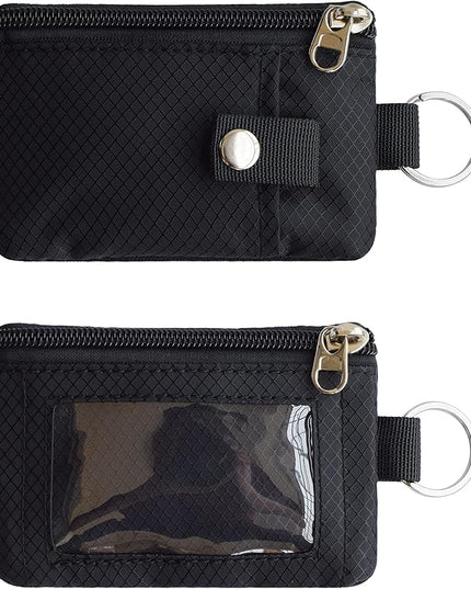 Minimalist RFID Blocking Small Wallet with ID Window,WaterResistant Zip Id Case Wallet with Lanyard Keychain for Cards,Cash,Travel,Women,Men