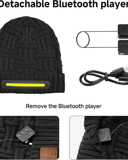 LED Beanie Hat with Bluetooth-Tech Gifts for Men and Women, Wireless Hat Beanie Cap Headlamp Music hat