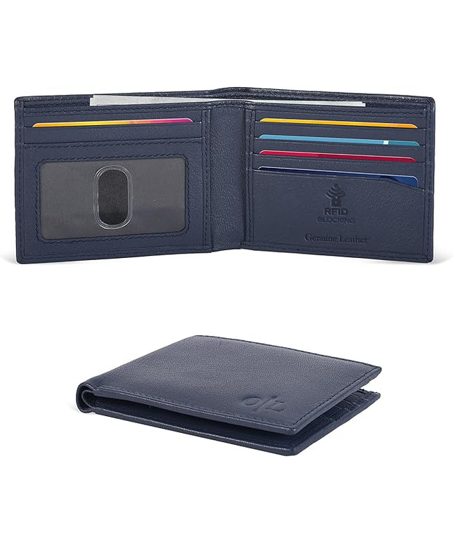Oak Leathers Slim Leather Wallet for Men - RFID Wallets Credit Card Holder Ultra Thin Gift for Mens, Front Pocket Minimalist Design