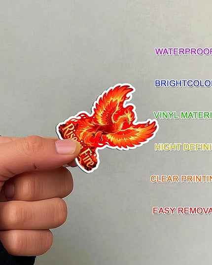 Phoenix Stickers Pack 108 PCS, Vinyl Decals for Adults, Aesthetic Fire Bird Art Stickers for Water Bottles, Laptops, Scrapbooking, Journals, Car Windows, Phone Cases Decorative