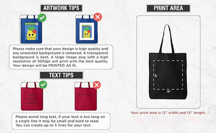 shop4ever Personalized Custom Design Your Own Eco Cotton Tote Reusable Shopping Bag Customizable Gift