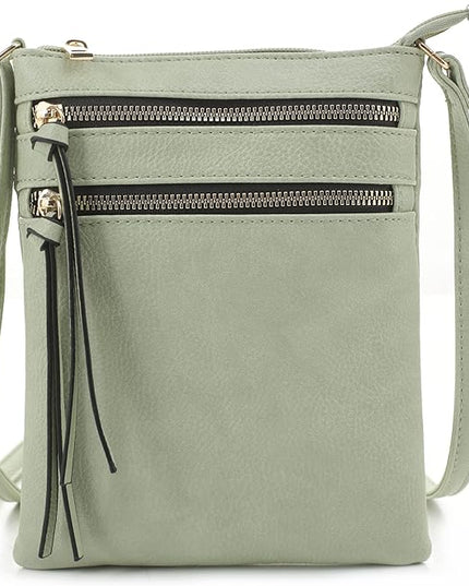 DELUXITY Crossbody Purse Bag Shoulder Bag Multi Pocket Zipper Purse | Mint