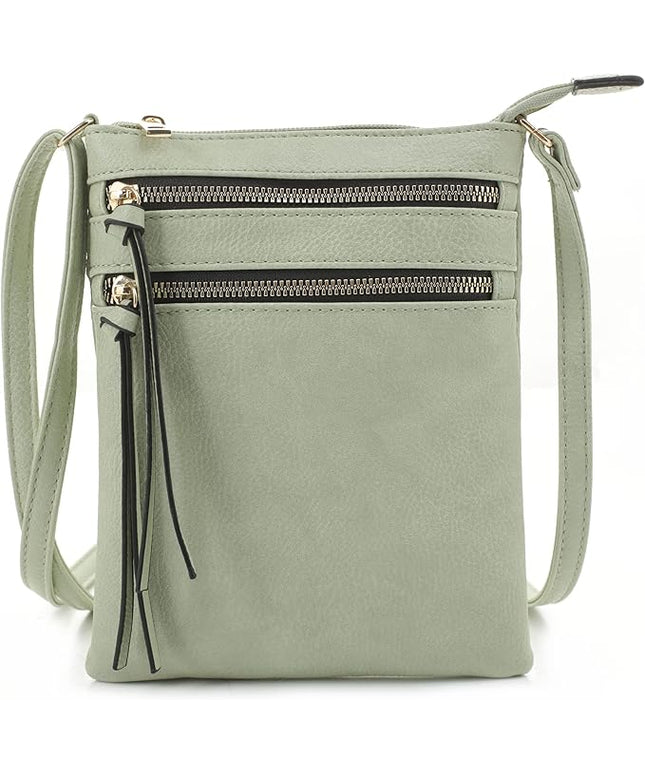 DELUXITY Crossbody Purse Bag Shoulder Bag Multi Pocket Zipper Purse | Mint