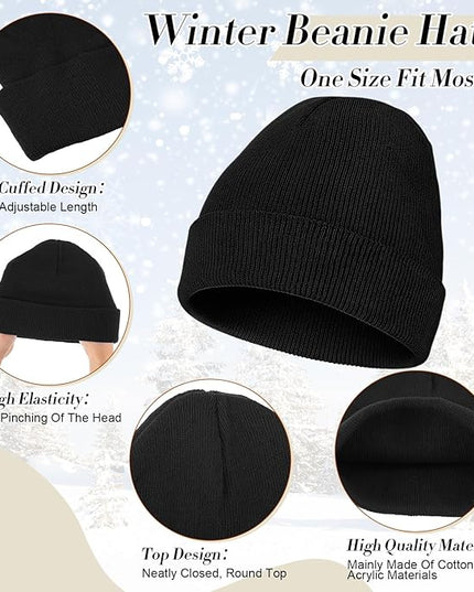 Suhine Bulk Winter Hats and Gloves Set Warm Beanie Gloves Pack Homeless Supplies for Cold Weather Charity