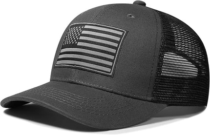 AURR American Flag Trucker Hat, Patriotic Baseball Cap for Men & Women, Breathable Mesh Adjustable Snapback, USA Flag Patch