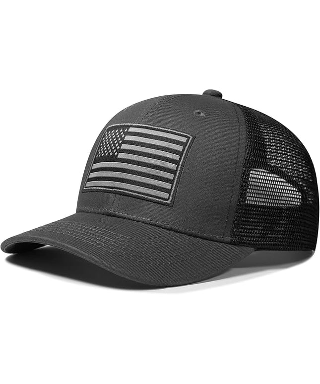 AURR American Flag Trucker Hat, Patriotic Baseball Cap for Men & Women, Breathable Mesh Adjustable Snapback, USA Flag Patch