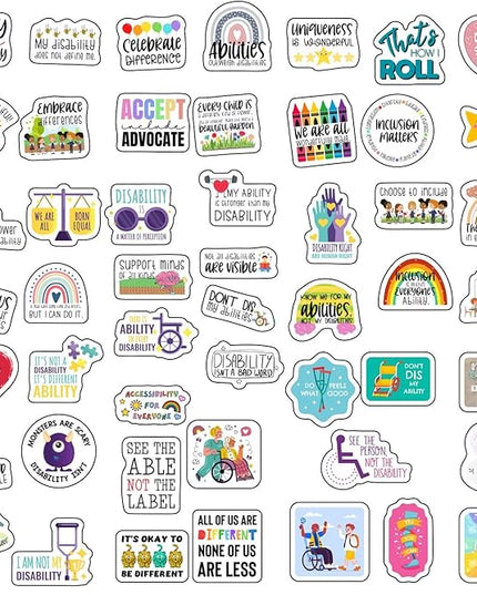 BulbaCraft Disability Stickers for Water Bottle and Laptop - Disability Pride Party Supplies & Decorations, Waterproof Vinyl Support Decals, Gifts for Women & Men