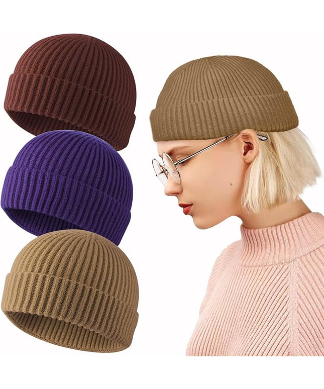 ROYBENS Swag Wool Knit Cuff Short Fisherman Beanie for Men Women, Winter Warm Hats