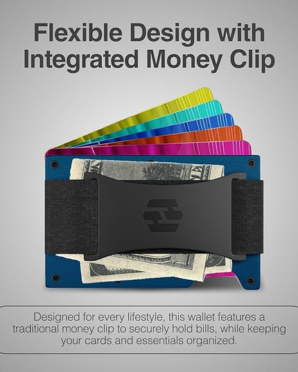 Hayvenhurst Wallet For Men - Reinvented Design Men's Wallet - Slim, Minimalistic & Seamless, Blocks RFID Scanners with a Cash Strap (Navy)