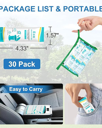 BLIKA 30 Pack Portable Toilet Absorbent Gel, Camping Toilet Gel Powder, Odor-Control Urine Liquid Waste Gel, Eco Absorbent Gel, Poo Urine Powder for Outdoor Camping, Hiking, Emergency