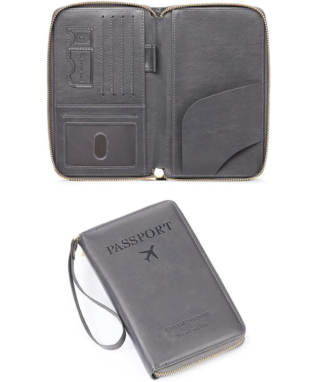 Leather RFID Blocking Passport Holder Travel Wallet, Passport Cover/Travel Wallet for Women/Men with