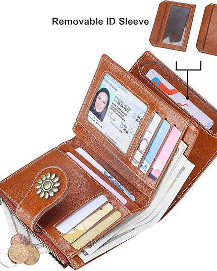 Lavemi Womens Leather Wallet Small Compact RFID Blocking Credit Card Case Purse with Zipper Pocket | Small, Compact, RFID Blocking, Zipper Pocket, Small, Compact