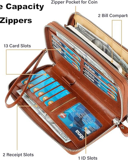 Lavemi Small Compact Women Wallet RFID Blocking Genuine Leather Bifold Purse with ID Windows