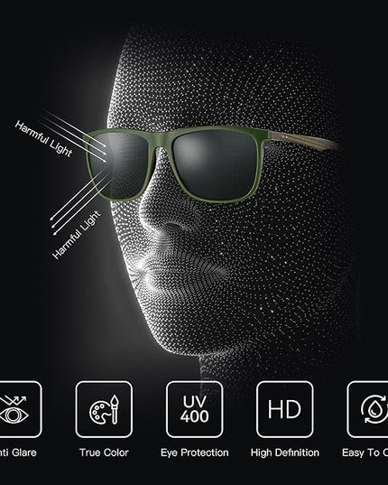 ZENOTTIC Square Polarized Sunglasses for Men Ultralight Carbon Fiber Sun Glasses Driving Fishing Golf Sports UV400 Protection