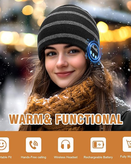 Bluetooth Beanie for Men Women, HD Stereo Sound Beanie with Headphones, Unique Tech Gifts for Men Husband Him Teen