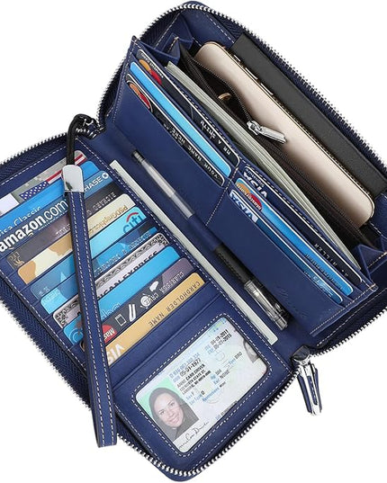Lavemi Small Compact Women Wallet RFID Blocking Genuine Leather Bifold Purse with ID Windows