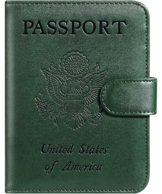 Passport Holder Cover Wallet RFID Blocking Leather Card Case Travel Accessories for Women Men (Atrovirens)