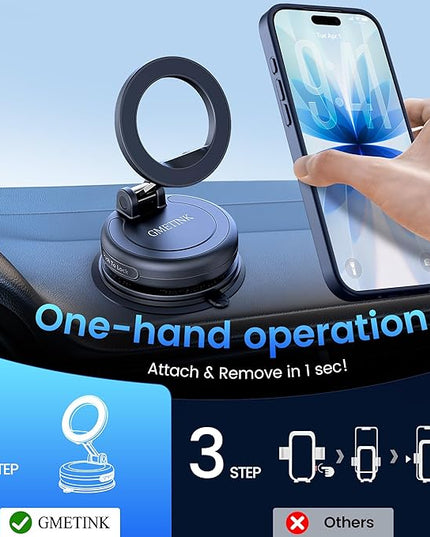 Car Phone Holder for Magsafe—360° Rotation and Dual-axis Adjustment Phone Mount, Up to 78LBS Suction, Compatible with Magsafe Case, for iPhone 17, 16, 15, 14, 13, and 12 Series.