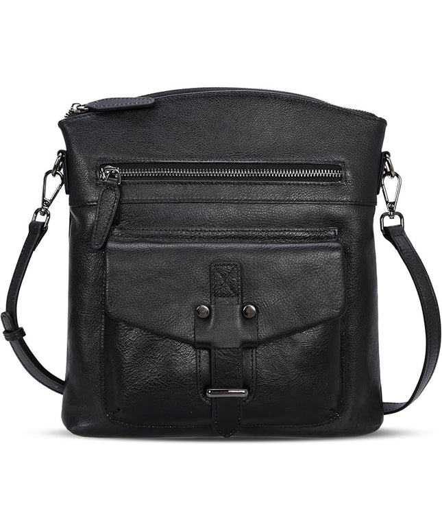 HESHE Leather Crossbody Bags for Women Satchel Purses Shoulder Purses and Handbags Cross Body Bag with Multi Pockets