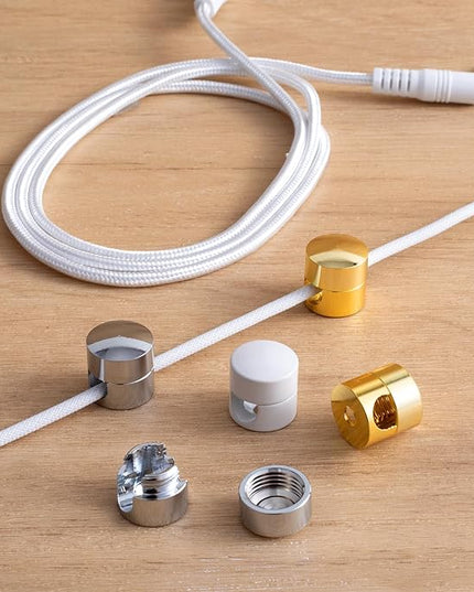 3 Sets Charger Holders for Cords, Adjustable Cable Anchor Holders, Adhesive Metal Cord Clips, Cable Management Wire Organizers for Desk, Office, Nightstand - Gold, White, Silver