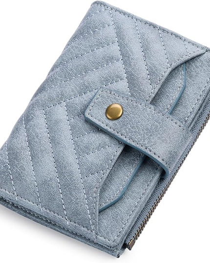 FALAN MULE Small Wallet for Women Leather Bifold Compact RFID Blocking with ID Window