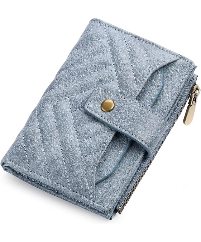 FALAN MULE Small Wallet for Women Leather Bifold Compact RFID Blocking with ID Window
