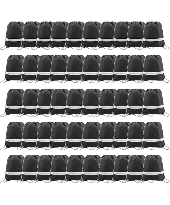 BeeGreen Drawstring Backpack Bags 20,30,50 Packs Reflective String Bags for Gym Sport Trip Cinch Sack DIY for Women Men