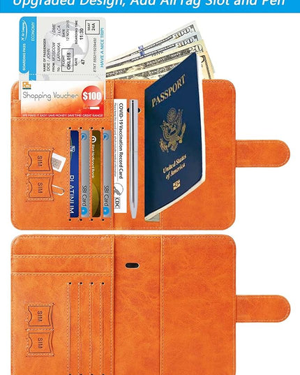 Airtag Passport Holder Cover Wallet RFID Blocking Leather Case Travel Essentials Luggage Accessories Travel Must Have(118#Claybank)