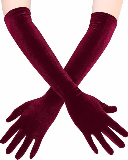 Long Opera Gloves for Women Velvet Gloves 1920s Flapper Stretchy Elbow Length Halloween Costume Gloves
