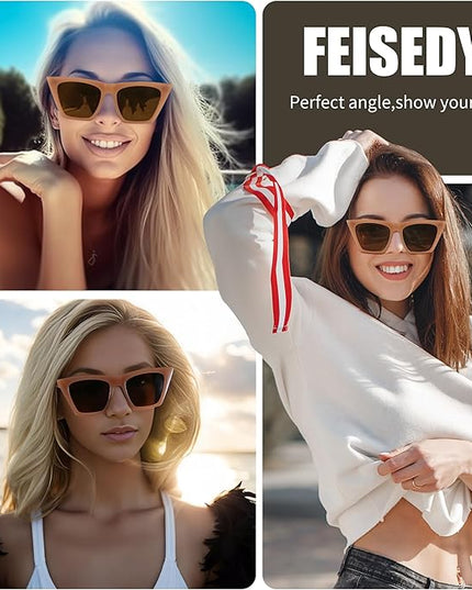 FEISEDY Vintage Square Cat Eye Sunglasses Women Trendy Cateye Sunglasses B2473