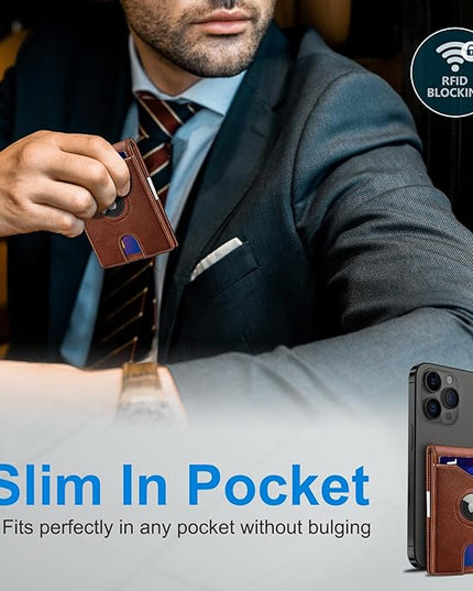 miyozi Airtag Wallet for Men,with Money Clip 11 Cards Slim Front Pocket Leather RFID Blocking Wallet with Gift Box