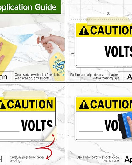 Caution Volts Sign, 10x7 Inches, 4 Mil Vinyl Decal Stickers Weather Resistant, Made in USA by My Sign Center