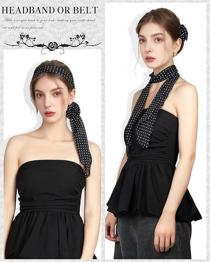Chiffon Scarf for Women, Removable Flower Neck Scarf Light Soft Fashion Rose Scarves Versatile Headband or Hair Band