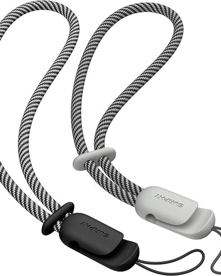 SURPHY 2 Pack Phone Lanyard for Cellphone Case, Phone Wrist Strap for Case, Cellphone Strap with 2-Color Braided, Charm Wrist Lanyard for Women and Men, Black & Gray