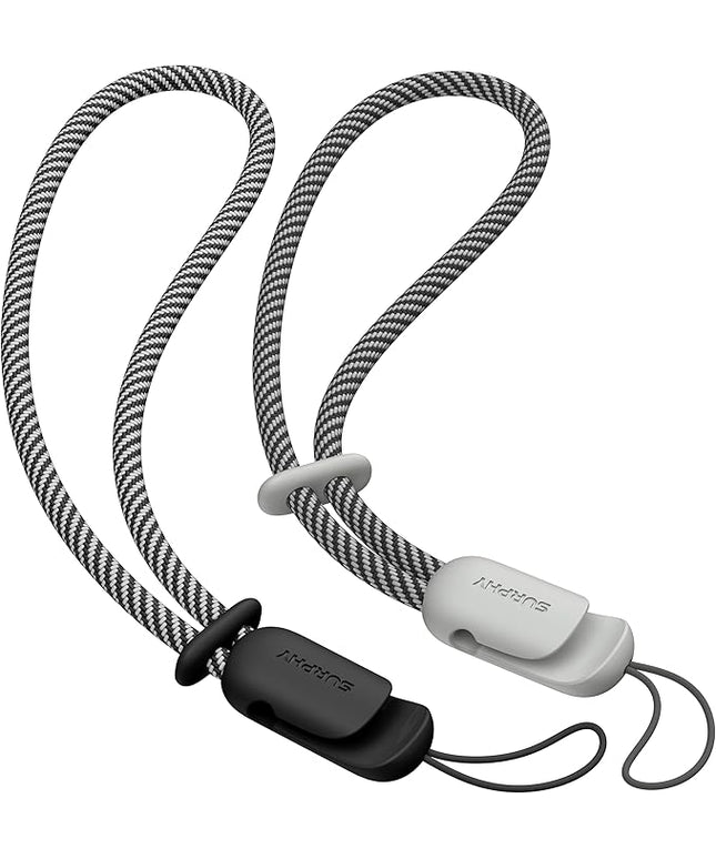 SURPHY 2 Pack Phone Lanyard for Cellphone Case, Phone Wrist Strap for Case, Cellphone Strap with 2-Color Braided, Charm Wrist Lanyard for Women and Men, Black & Gray