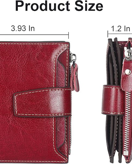 Lavemi Small Compact Women Wallet RFID Blocking Genuine Leather Bifold Purse with ID Windows