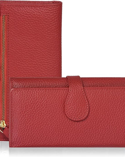 Real Leather Women Wallet Leather with RFID Blocking -Trifold Card Holder Designer Ladies Clutch with ID Window Wallets