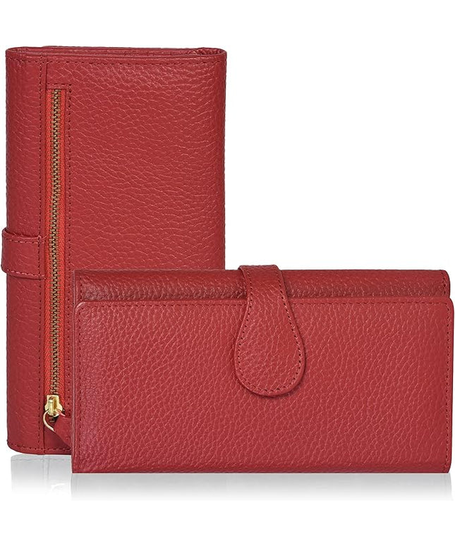 Real Leather Women Wallet Leather with RFID Blocking -Trifold Card Holder Designer Ladies Clutch with ID Window Wallets