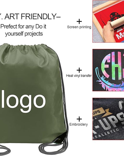 BeeGreen Drawstring Backpack Bags 20,30,50 Packs Reflective String Bags for Gym Sport Trip Cinch Sack DIY for Women Men