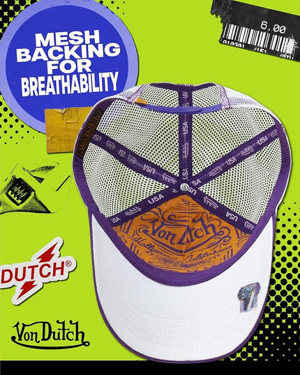 Von Dutch Unisex Trucker Hat - Curved Bill Mesh Back Retro Classic Adjustable Snapback Baseball Cap for Men and Women