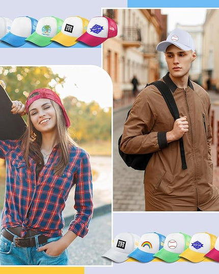 Hercicy 40 Pack Sublimation Blank Trucker Hat Bulk Baseball Cap Adjustable Mesh Unisex Polyester Hat Heat Transfer