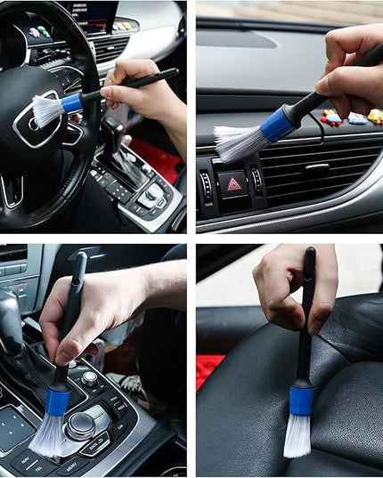 10pcs Car Detailing Kit, Premium Detailing Brush Set Includes 5 Soft Car Detailing Brushes, 3 Wire Brush, 2 Air Vent Brush for Cleaning Car Interior and Exterior Detailing, Blue