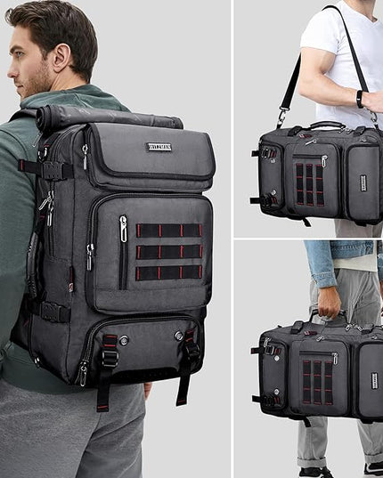 WITZMAN Carry on Travel Backpack for Men Women Airline Approved Convertible Nylon Duffle Backpack Luggage Bag (B682 Silvery Grey)