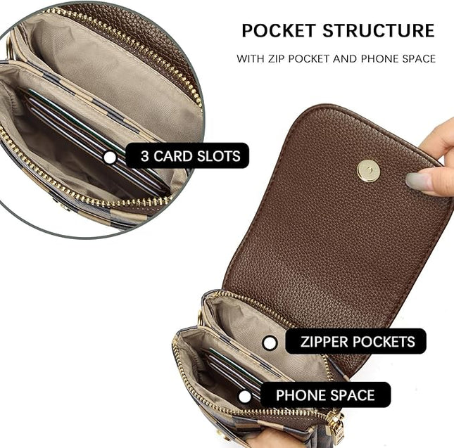 BOSTANTEN Vegan Leather Small Crossbody Bags for Women Designer Cell Phone Bag Wallet Purses Adjustable Strap